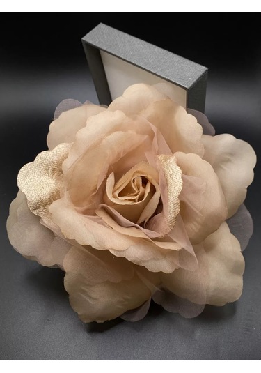 Amely Rid Orta Boy Kumaş "gül Çiçeği" Dekoratif Toka Broş 189684306 Bej