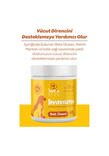 Vet's Plus Immune Çiğnenebilir Tablet 60'lı Kedi ve Köpekler İçin