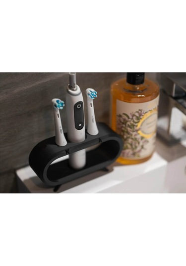 Pilli Ve Şarjlı Diş Fırçası Tutucu Stand 2+1 Siyah Tüm Modellere Uyumlu Siyah