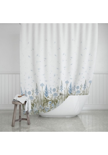 Kır Desenli Banyo Perdesi Çift Kanat 120x200 CM Duş Perdesi Çok Renkli