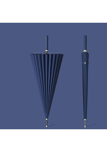 24 Kemikli Uzun Saplı Düz Şemsiye Çift Otomatik Büyük Boy Şiddetli Yağmur Erkek Özel Iş Beyaz - Lacivert 219287 Beyaz - Beyaz Lacivert