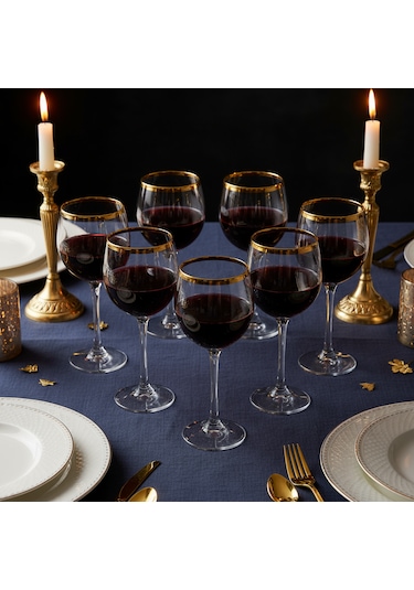 6 Lı Altın Detaylı Kahve Yanı Bardağı Seti Altın