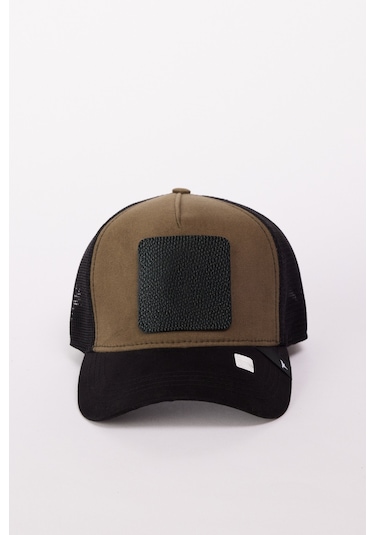 AC&Co / Altınyıldız Classics Erkek Siyah-bej Pamuk Değiştirilebilir Stickerlı Renk Bloklu Şapka Bej - Siyah