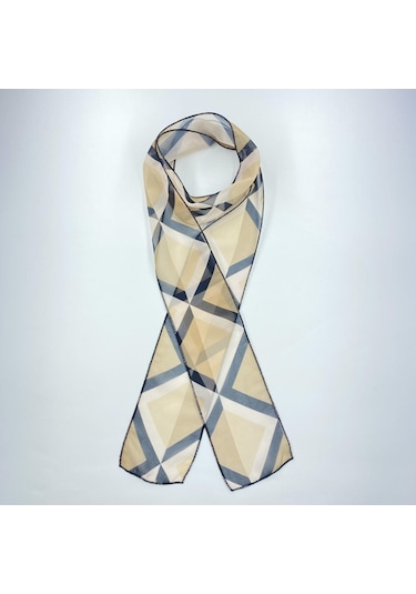 Tedz Collection Paredora Geometrik Desenli Kahve Krem Hippi Fular Çok Renkli