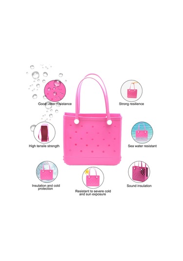 Tenfowee Su Geçirmez Yıkanabilir Plaj Çantası, Dayanıklı Seyahat Çantası, Spor Ve Pazar İçin Pratik El Çantası Yeşil Kirmizi