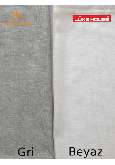 Lüks Keten Görünümlü Tül Pede Pilesiz, Beyaz- Krem- Gri Renkleri