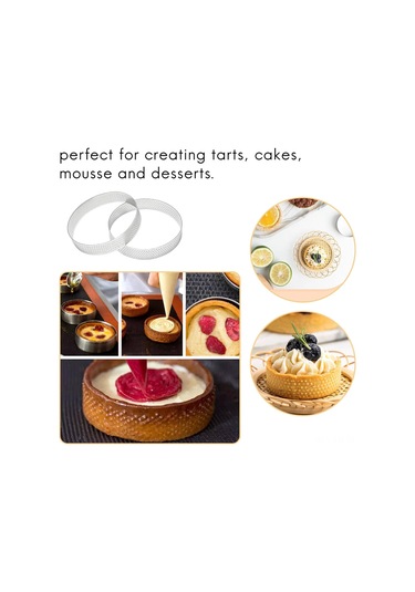 Ximistore9 10'lu Paslanmaz Çelik Daire Dilimli Pasta Kalıbı 10 Cm , Delikli Tasarım, 10x10x2 Cm Gümüş