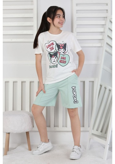 Love Is Kız Çocuk Üst Süprem Alt 2 İp Şort Takım Su Yeşili
