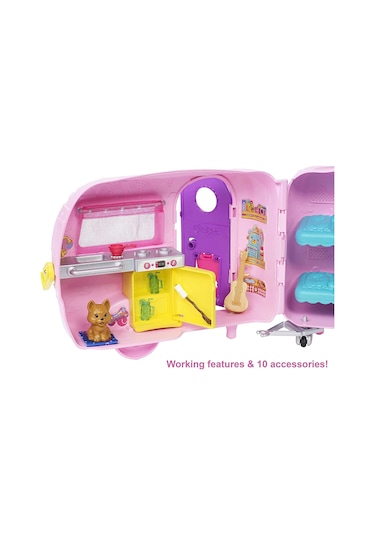 Barbie Club FXG90 Chelsea Karavanı Oyun Seti Chelsea'nin Yavru Köpeği ve Aksesuarlar