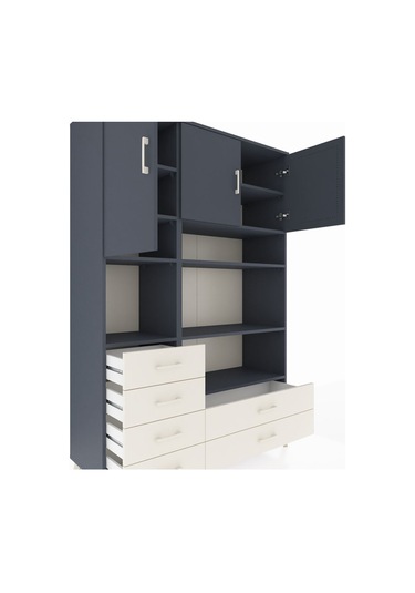 Hyperion Dolap 9 Raflı 6 Çekmeceli 3 Kapaklı 132x44x195 Antrasit-antrasit/aytaşı Antrasıt/aytası Hyperion Dolap 9 Raflı 6 Çekmeceli 3 Kapaklı 132x44x195 Antrasit-antrasit/aytaşı Antrasıt/aytası