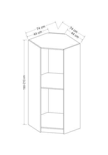 Kale Tek Kapaklı Köşe Zincir Dolap Antrasit - 210cm Antrasit