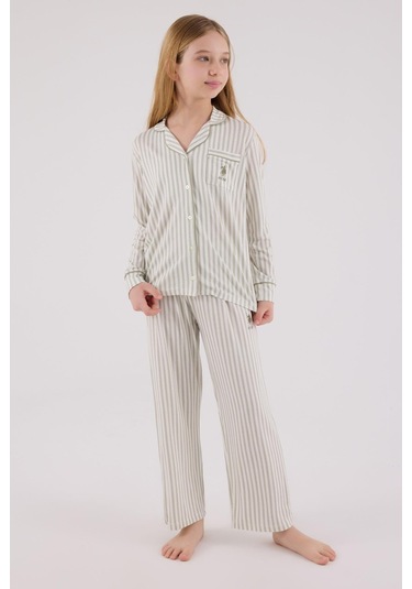 U.s. Polo Assn Kız Çocuk Gömlek Pijama Çay Yeşili-2070 Yesil