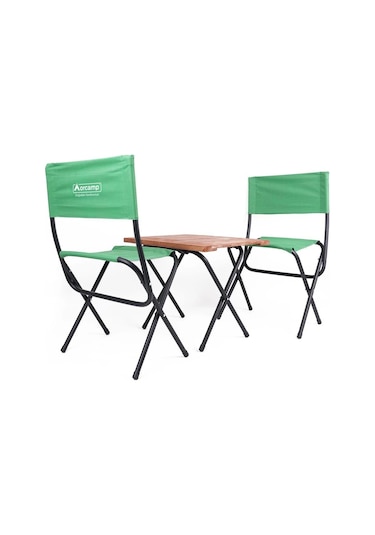 Orcamp Ahşap Kamp Tabureli Masa Seti Out-2080 Çok Renkli