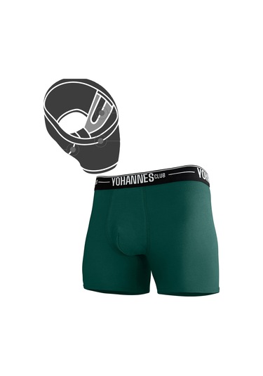 Yohannes Club, Erkek Özel Bölmeli Pamuklu Boxer, Renk Seçenekli, Tekli Paket Yeşil