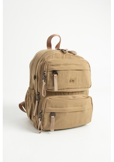 Kadın Sırt Çantası Ultra Hafif Poliamid Kumaş Su Geçirmez Çok Cepli Günlük Sırt Çantası 35 25 Cm Vizon