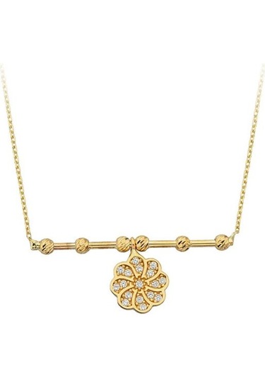 Altın Dorika Toplu Çiçek Kolye G11238