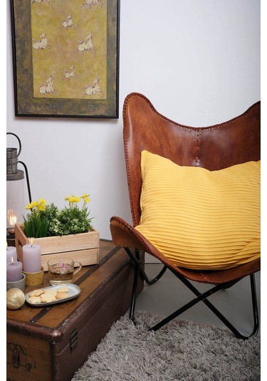 Peraluna Free Pıllow %100 Organik Pamuk Triko Yastık Kılıfı 60x60 Cm Sarı - Sarı