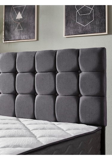 Beehanem Bengü Çift Kişilik 150x200 3lü Set Yatak Baza Başlık Gri 150 X 200