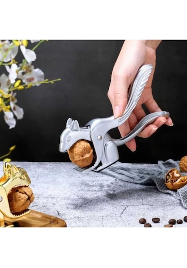 Reis Home Pratik Sincap Şekilli Lüks Metal Badem Ceviz Ve Fındık Kıracağı Sincap Fındık Ceviz