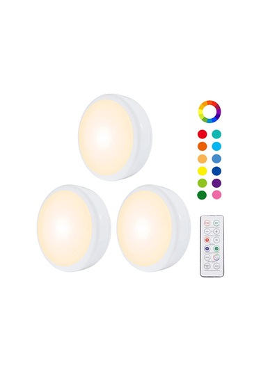 16 Renk Değiştirilebilir Led Disk Işıklı 6 Adet Gece Lambası