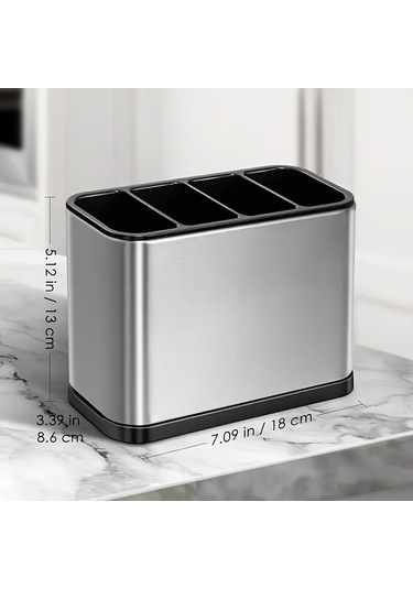 Trendooze Gaojunshop01 1 Paslanmaz Çelik Çatal Bıçak Kutusu, 4 Bölme, Gümüş Renk Gümüş