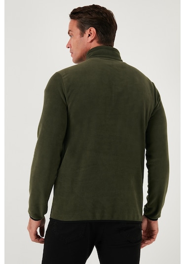 Buratti Slim Fit Yarım Fermuarlı Dik Yaka Erkek Polar 5906003 Haki