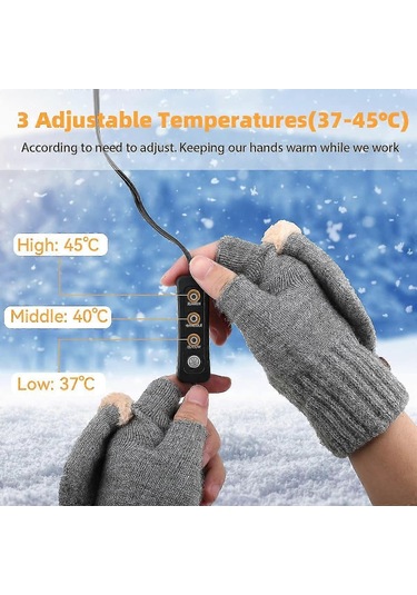 1 Çift Usb Isıtmalı Eldiven, 3 Sıcaklık Ayarlı Isıtmalı Kış Eldivenleri, Bilgisayarda Sıcak Eller İçin Kış Eldivenleri Fmy