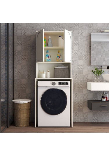 Lyon Çamaşır Makinesi Dolabı V102 - Krem Krem