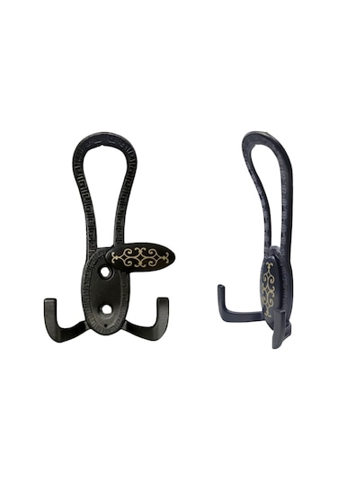 Siyah Desenli Vestiyer Portmanto 3 Adet Askılık Metal Siyah