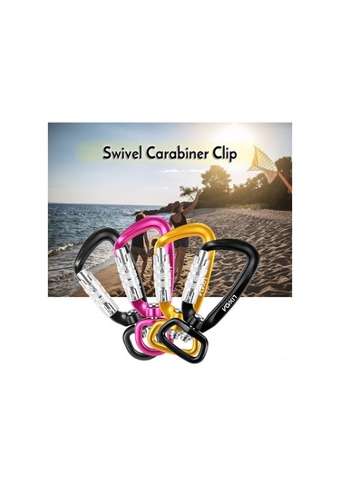 Pazly 360 Döner Alüminyum Karabina - 1100lb Dayanıklı, Hafif 2'li Paket, Çok Renkli Hamak/evcil Hayvan Tasması İçin Çok Renkli