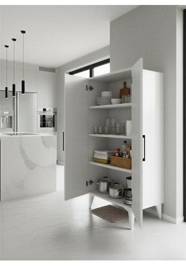 Aruat 4 Raf'lı Çok Amaçlı Kullanım Sunan Kapaklı Dolap 35 110 Beyaz