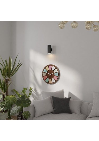 Dekoratif Çift Kat Kavak Ahşaplı Duvar Saati Kahverengi