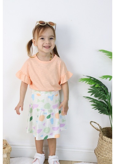 Kız Çocuk Geometrik Desen Etekli Takım 001