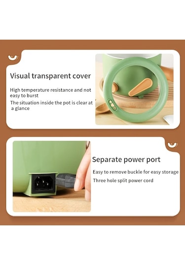 Honeybeeshop Mavi Taşınabilir Elektrikli Yapışmaz Tencere Kapaklı Hafif Kullanışlı Çok Fonksiyonlu Pişirme Tenceresi