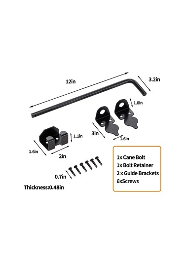 Vkemall Demir Cane Bolt Kapı Kilit Aracı, 12 İnç, Siyah, Bahçe Çit Kapısı Ve Metal Kapılar İçin