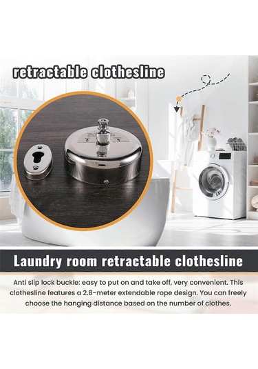 Ganzhoushop 2.8m Geri Çekilebilir Çamaşır İpi İç Mekan Çamaşır İpi Dış Mekan Çamaşır Kurutma Makinesi Çok Renkli
