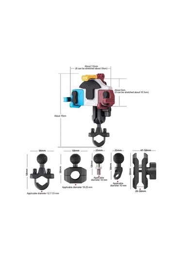 Wondernest Motoslg Yengeç Motosiklet Telefon Kelepçe Braketi O-tipi Sarı Mavi Beyaz Aksesuar Sarı Mavi Beyaz