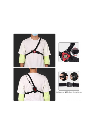 Tenfowee Siyah Göğüs Feneri 500 Lumen 90 Açı Regülasyonlu 3 Işık Modu Ipx5 Su Geçirmez Spor Kamerası Tutucu Ve Pusula İçeren Outdoor Aktivite Aleti Siyah