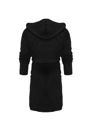 Erkek Uzun Kapşonlu Bornozlar Uzun Tam Boy Gecelik Bornoz Sıcak Mavi