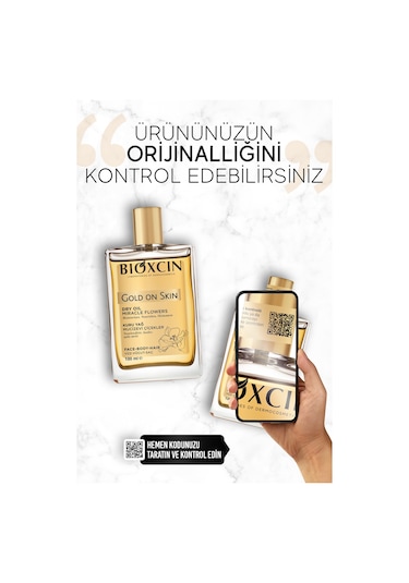 Gold On Skin Kuru Yağ 100 ml Sprey Doğal, Cilt & Saç İçin Besleyici, Nemlendirici Yağ, Monoi Kokulu