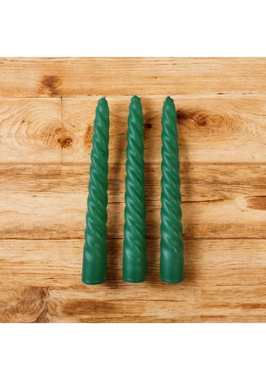 Denic 3 lü Yeşil   İtalyan Burgulu   Şamdan Mum  Kıvrımlı Mum