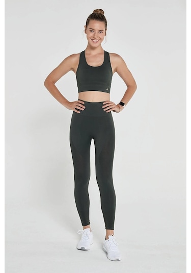 Jerf Gela Yüksek Bel, Esnek Ve Toparlayıcı Spor Tayt Yeşil