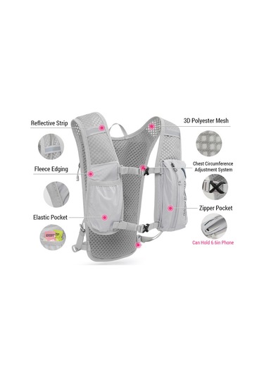 Fosenze Hafif Ve Nefes Alabilir 5l Bisiklet Ve Yürüyüş Sırt Çantası + 1.5l Su Torbası Çok Renkli