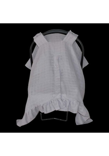 Pamuk Müslin Kumaş Puset Örtüsü Çıt Çıt Ve Fırfır Desenli Gri Puset Örtüsü Açık Gri