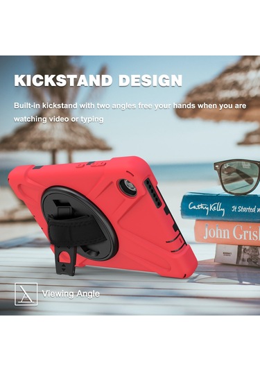 Butu Lenovo Uyumlu Tab M8 8" Tb-8505f/8505x 2019 Kalem Yuvası El Bandı 360 Dönebilen Pc + Silikon Kickstand Tablet Kılıfı