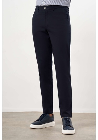 Erkek Lacivert Yazlık Pamuk Yan Cep Dynamic Fit Chino Pantolon 24ys003016200 Lacivert