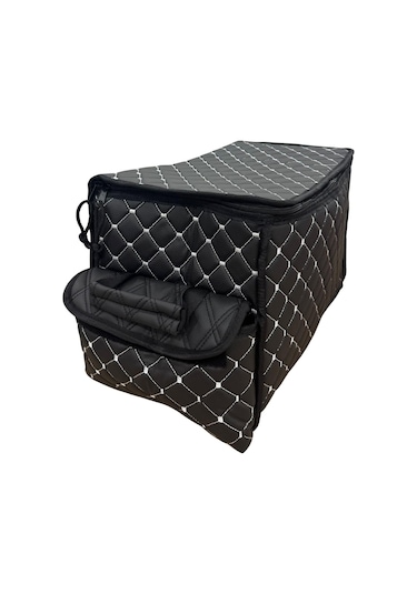 Jeep Grand Cheroke Yeni Deri Lüks Oto Araç Bagaj Toplayıcı Organizer Bagaj Çantası Siyah Beyaz Fs Siyah Beyaz