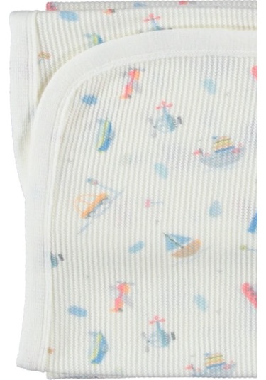 Bebek Baskılı Triko Uyku Battaniye Kaliteli Pamuklu Triko Bej