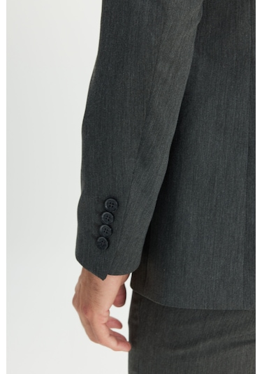 Erkek Antrasıt Slim Fit Dar Kesim Mono Yaka Takım Elbise Antrasit