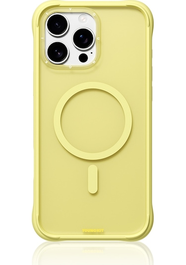 İphone 16 Pro Max Uyumlu Kılıf M-safe Şarj Özellikli Youngkit Macaroon Serisi Kapak Sarı